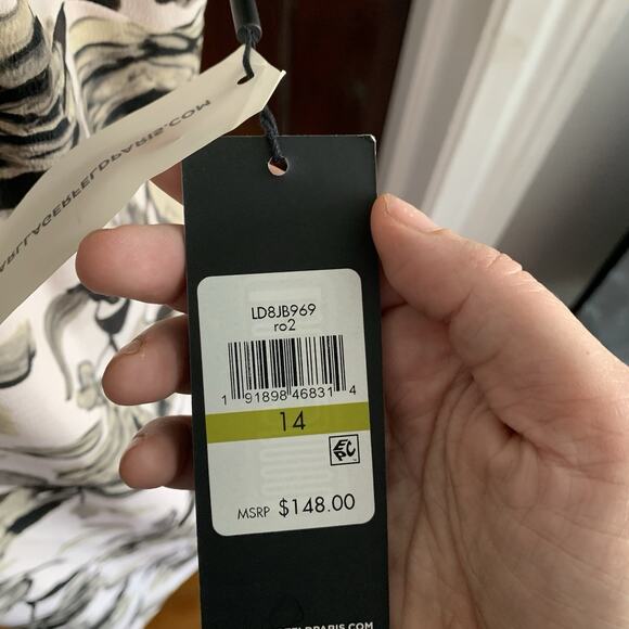 Karl Lagerfeld Women’s Lace Bib Floral Sleeveless Dress Size 14 High Neck - Picture 4 of 10